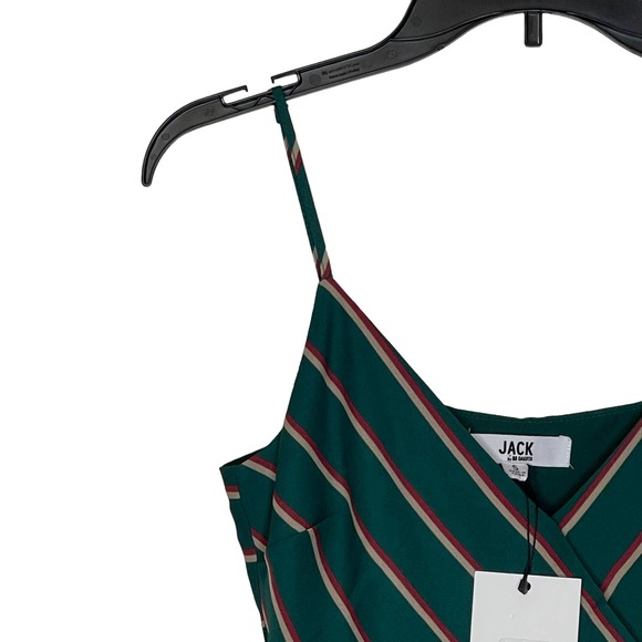 Jack BB Dakota Green Stripe Cross The Line Belted Crop Jumpsuit Medium Women NWT - Picture 5 of 9